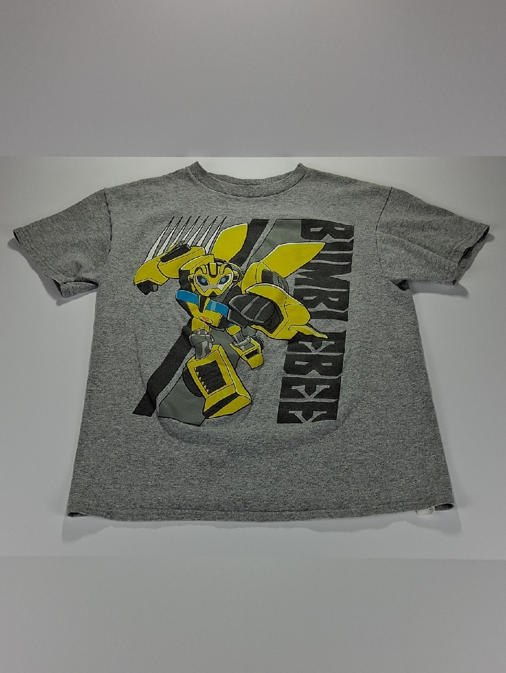 Boys Size Large (10/12) Transformers Rescue Bots Bumblebee Grey Graphic T-Shirt